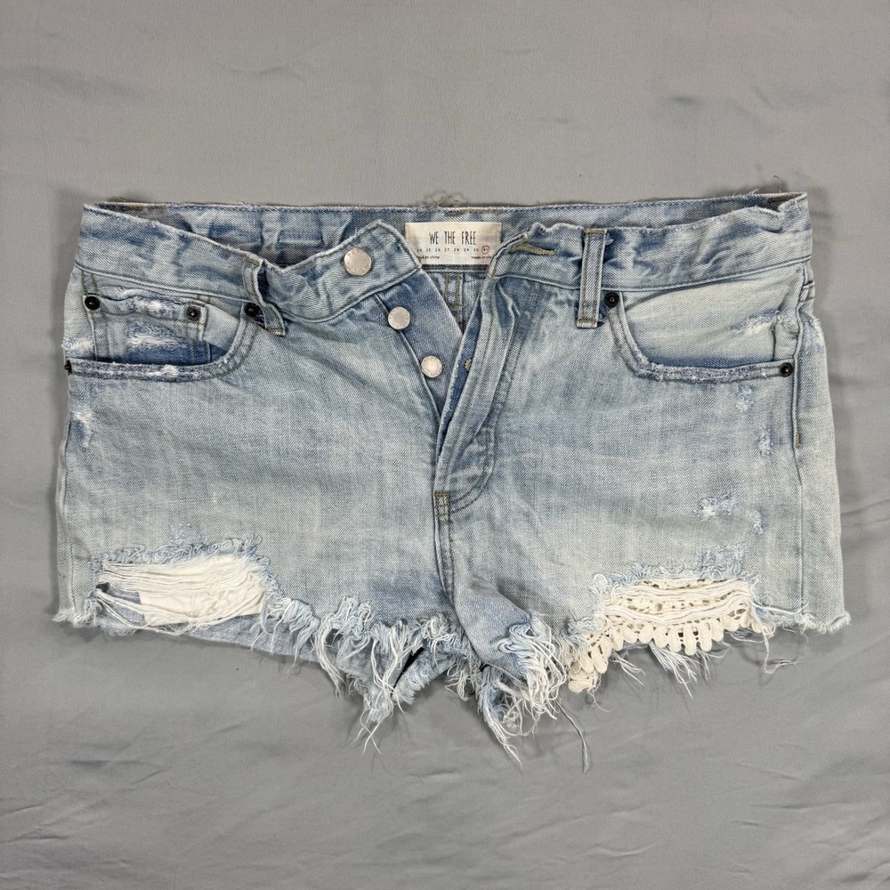 Free People We The Free Women 31 Distress Cutoff‎ Button Fly Jean Short Festival